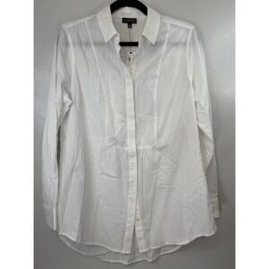 NWT The Limited White Long Sleeved Button Up Blouse With Unique Bib Size M